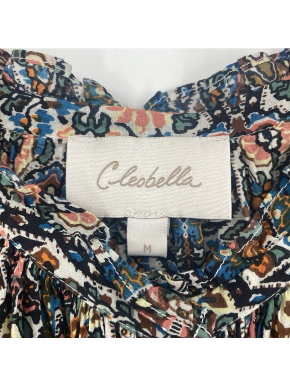 Cleobella Women’s M Fabiola Button Blouse Paisely Organic Cotton Top In Meadow - Picture 11 of 14